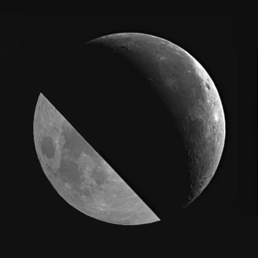 Composite image of earthshine and moonshine