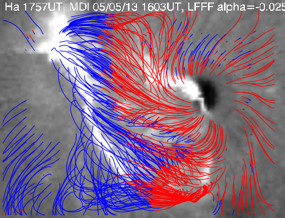 LFFF and Halpha at 1757UT