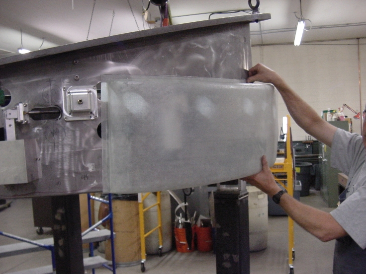 View showing fiberglass air shroud.